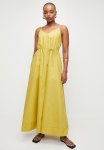 Edit Self Belted Volume Trapeze Maxi Dress - Chartreuse