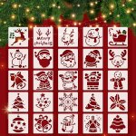 25PCS Christmas Drawing Plastic Stencils Snowflake Reindeer Santa Claus Plastic Painting Template Diy Arts Crafts Reusable Drawi