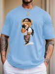 Cartoon Teddy Bear Print Men's Graphic Design Crew Neck T-Shirt Casual Comfy Tees Tshirts For Summer Men's Clothing Tops For Dai