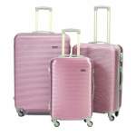 Smte 3-PIECE Metallic Rose Gold Hardshell Spinner Luggage Set-durable & Stylish With Keychain