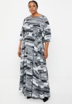 AMANDA LAIRD CHERRY Plus Elisa Dress - Black grey white