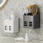 Wall-mounted Bathroom Organizer For Cosmetics Toothpaste Toothbrush & Razor - Lightweight Plastic Storage Solution