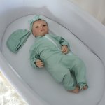 Baby Grow With Beanie And Bow Sage Green