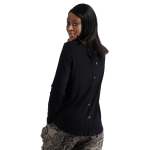 Back Button Detail Long Sleeve Top - Black L xl