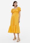 Off-the-shoulder Cotton Dress - Yellow