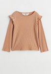 Flounce-trimmed Ribbed Top - Pink