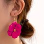 Elegant & Sexy Oversized Fuchsia Flower Drop Earrings Fashion Statement Ear Hooks For Women Unique Design