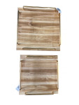 Tray 2 Piece Wooden Smoke Bordered Rectangle