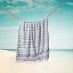 Solid Fouta Multi Stripe Blue And Duck Egg