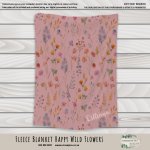 Personalised Fleece Blanket Happy Wild Flowers