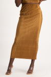 Tessa Plisse Maxi Skirt - Toffee - M