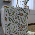 Fleece Blanket Leaf Pattern Rainbow
