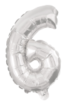 Air Filled 31CM Silver Foil Balloon Number 6