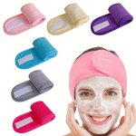 Fashion Ant Cloth Magic Sticker Headband Ultra Soft Adjustable Face Wash Headband Terry Cloth Stretch Make Up Wrap For Face Wash
