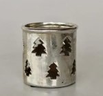Silver Ceramic Candle Holder With Tree Cut-outs – 11X11CM