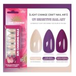 Magical Uv Color-changing Press Nails - French Pointe Nails Short Pointe Almond Shape Reusable Nails In 12 Sizes - 24 Nail Kits