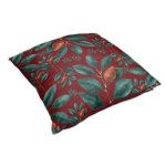 Green Leaves On Burgundy Luxury Scatter By Mark Van Vuuren