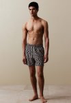 Patterned Swim Shorts - Black Palm Trees
