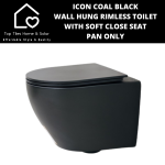 Icom Icon Coal Black Wall Hung Rimless Toilet With Soft Close Seat - Pan Only
