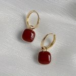 1 Pair Of Vintage Drop Earrings Retro Scarlet Pendant Match Daily Outfits Party Accessories Casual Dating Decor For Female