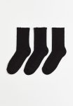 3-PACK Rib-knit Socks - Black