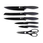 5 Piece Osaka Stainless Steel Black Knife And Scissor Set