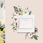 Classic Style Floral Light Switch Wall Sticker Decal Green Plant Bedroom Living Room Entryway Decoration Plastic Material