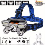 Staaricc 1 2 Headlights Built-in Battery USB Charging Home Decoration Hardware Tools 4 Modes Portable Head Flashlight Lightweigh