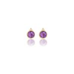 Georgini Natural Amethyst And Two Natural Diamond February Earrings - Gold