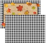 Iconikal 2-SIDED Black Gingham Reversible Disposable Paper Place Mats 14 X 10-INCHES White Buffalo Plaid 22-COUNT