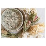 Floral Cream And Grey Basket With Pink Bankseas Rectangular Placemat