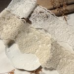 White And Apricot Embroidered Lace Trim 9CM Width European Style Decorative Lace For Diy Crafts Doll Dresses And Garment Edging