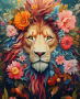 Digitaloil Painting Diyjungle Crown Flower Lion King Frameless Canvas Set
