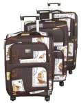 Smte 3 Piece Graphic Art Pu Leather Travel Luggage Set With Keychain