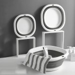 3PCS Portable Silicone Foldable Basin Set - Versatile For Face Washing Vegetables & Foot Soak - Modern Square Design With Handle