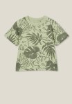 Cotton On Jonny Short Sleeve Print Tee - Gumnut Green swag Green Palm Leaf Yardage