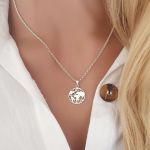 Abbi 925 Sterling Silver World Necklace 14X14MM On 45CM Rolo Chain
