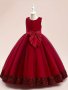 Sequins Edge Girl's Formal Maxi Gown Fit & Flare Sleeveless Maxi Dress For Performance Wedding Evening Party