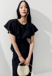 Textured-weave Blouse - Black