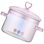 Vaguelly Glass Pot Clear Glass Cooking Pot Saucepan With Lid 1500ML Simmer Pot Stew Pot Microwave Stove And Dishwasher Safe Doub