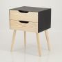 Manaslu Black Side Table Two Drawer - Cut Out Handles