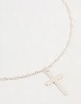 Silver Cross Twisted Chain Pendant Necklace