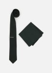 Dark Green Tie Tie Bar & Pocket Square Set