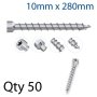 Con Screw 10X280MM Cyl Head Full Thread X50-BOX
