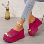 Women's Solid Color Platform Sandals Slip On Soft Sole Casual Summer Slides Versatile Wedge Beach Slides