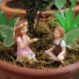 2PCS Cute Whispering Fairy Garden Resin Crafts Tabletop Ornaments Fairy Tale Ornaments Garden Lawn Porch Courtyard Outdoor Decoration Fairy Tale Garden Accessories