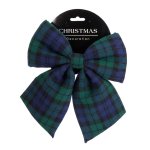 AWT100020-2 Bow 24CM Plaid - Green & Blue