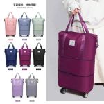 Foldable Duffle Bag With Wheels - Plum