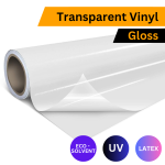 Transparent Printable Vinyl Clear Adhesive Gloss 90MIC 1.37M X 50M Roll