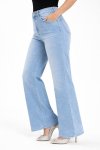 Ladies High Waist Wide Leg Denim Jeans Light Blue